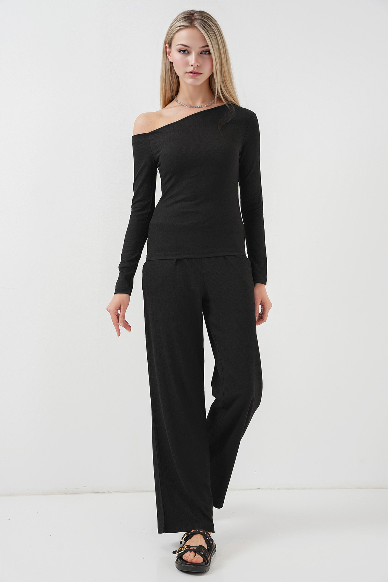 BDART Textured Long Co-ord Set with Boat Neck 1