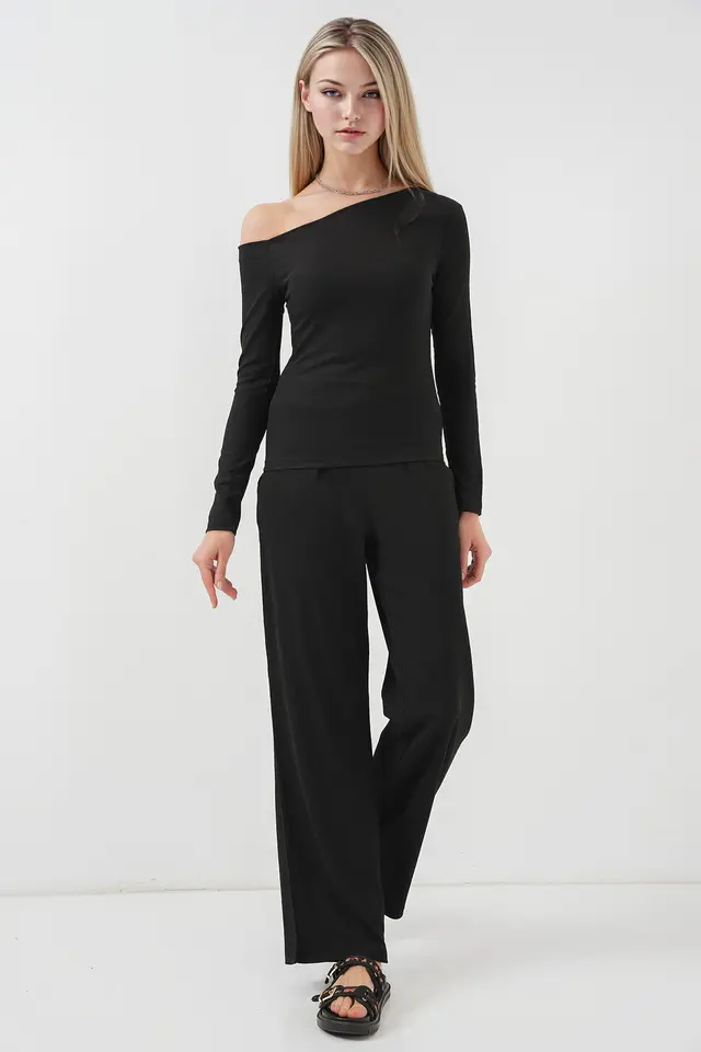 BDART Textured Long Co-ord Set with Boat Neck