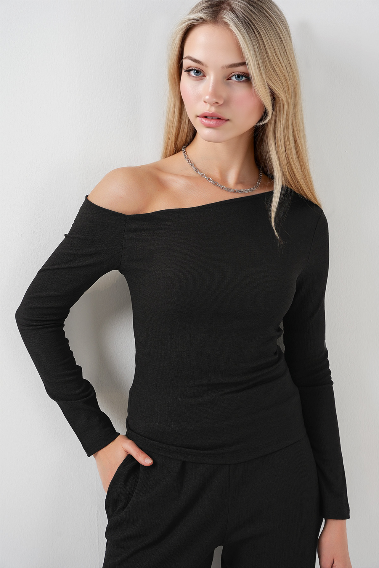 BDART Textured Long Co-ord Set with Boat Neck 2