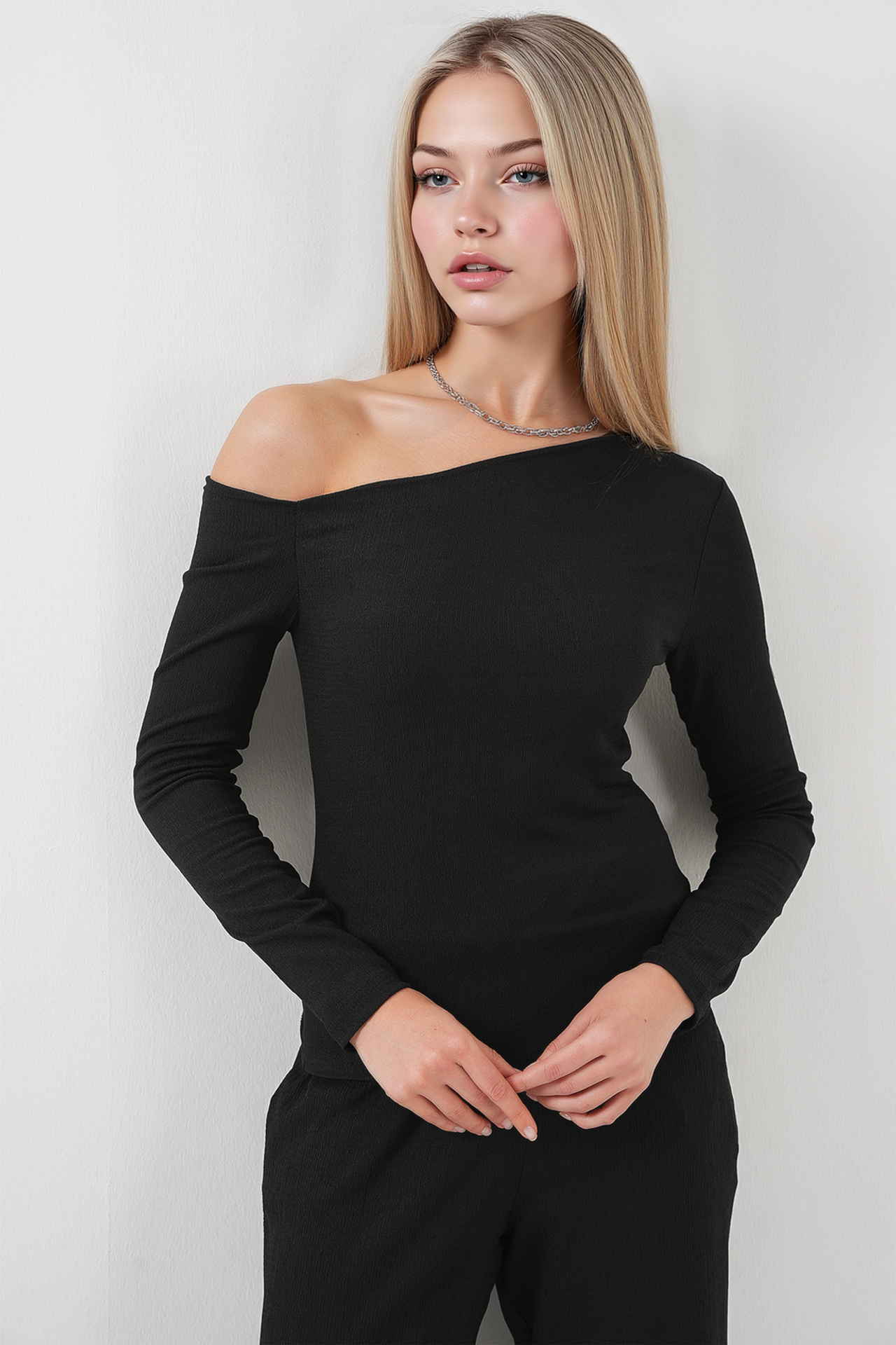 BDART Textured Long Co-ord Set with Boat Neck 4