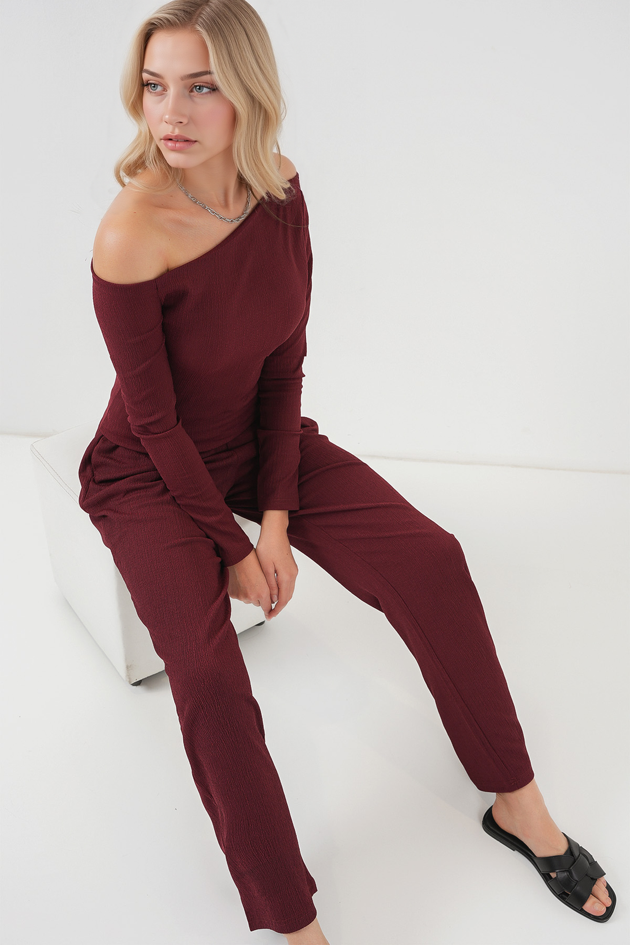 BDART Textured Long Co-ord Set with Boat Neck 2