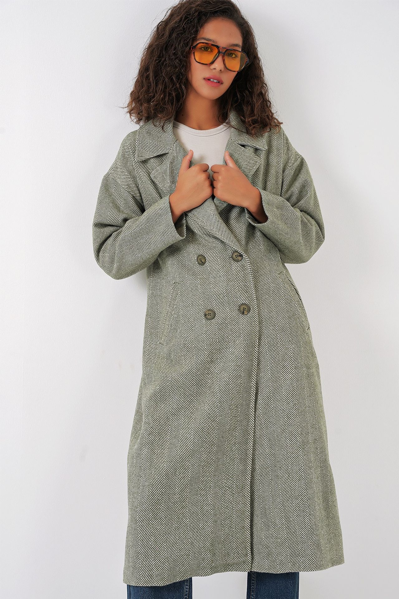 BDART Oversized Herringbone Double-Breasted Overcoat