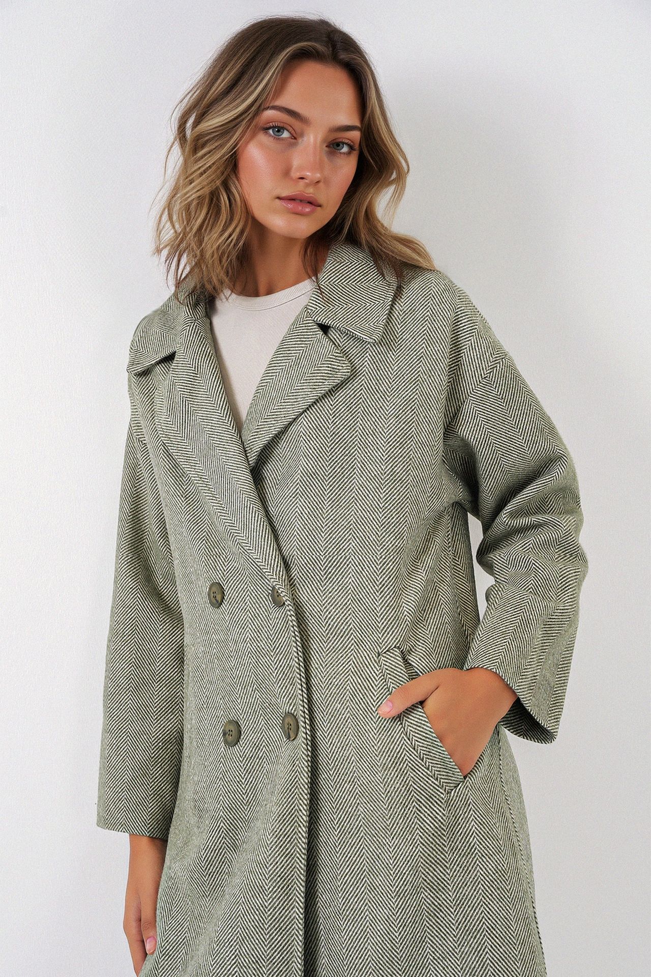 BDART Oversized Herringbone Double-Breasted Overcoat