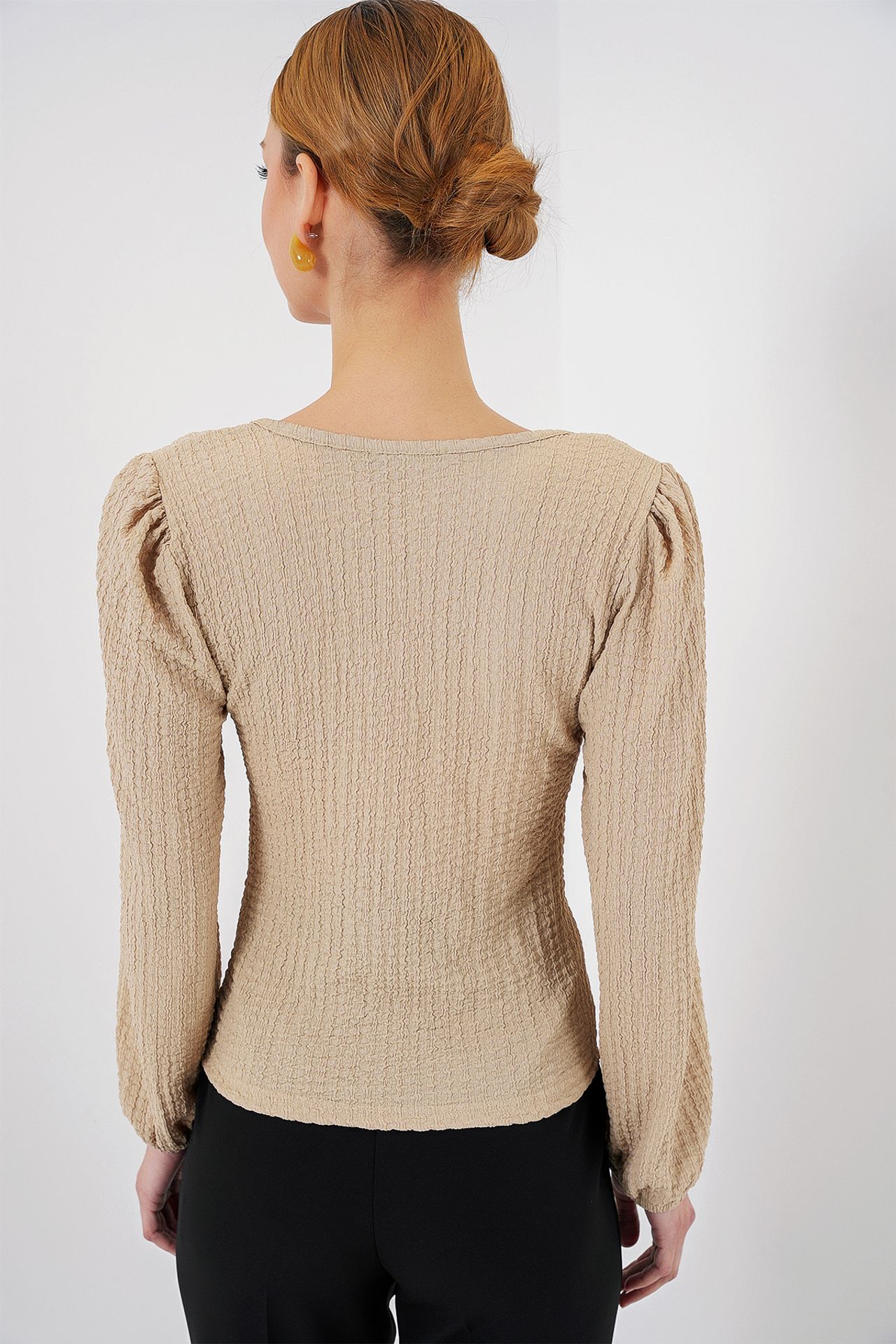 BDART Textured Square Collar Long Sleeve Blouse 5