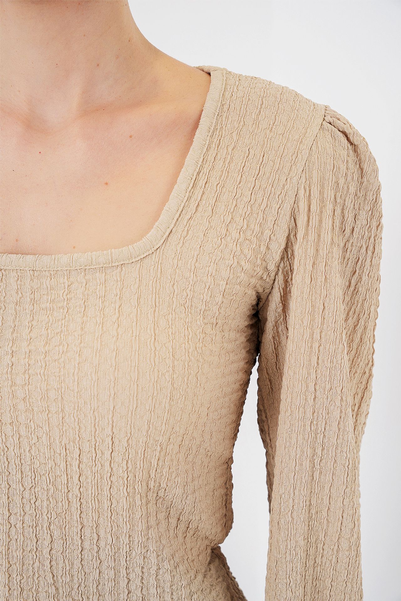 BDART Textured Square Collar Long Sleeve Blouse 4