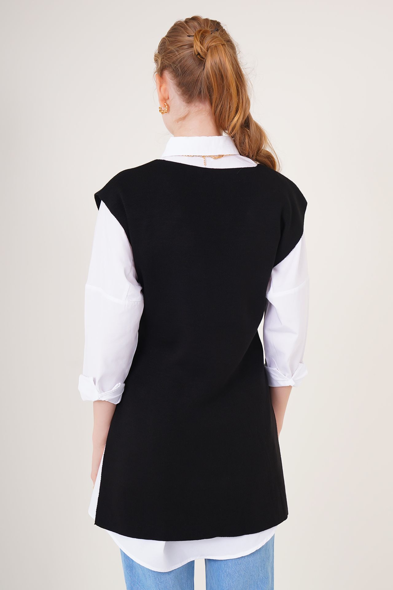 BDART V-Neck Acrylic Knit Sweater Vest with Tie Closure 5