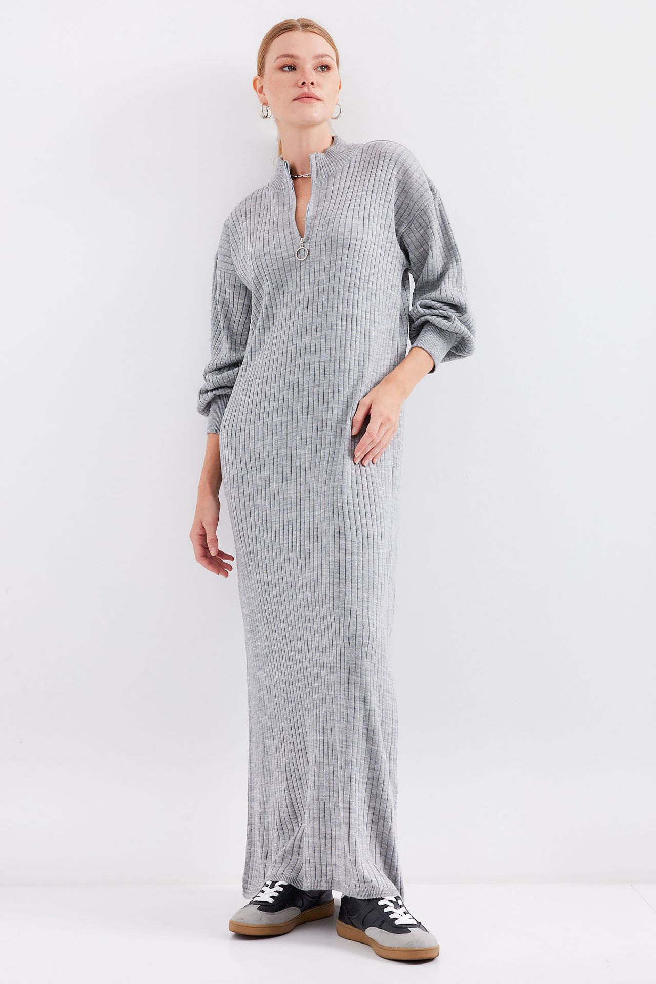 BDART Textured Knit Dress with Half Turtleneck and Zipper 1