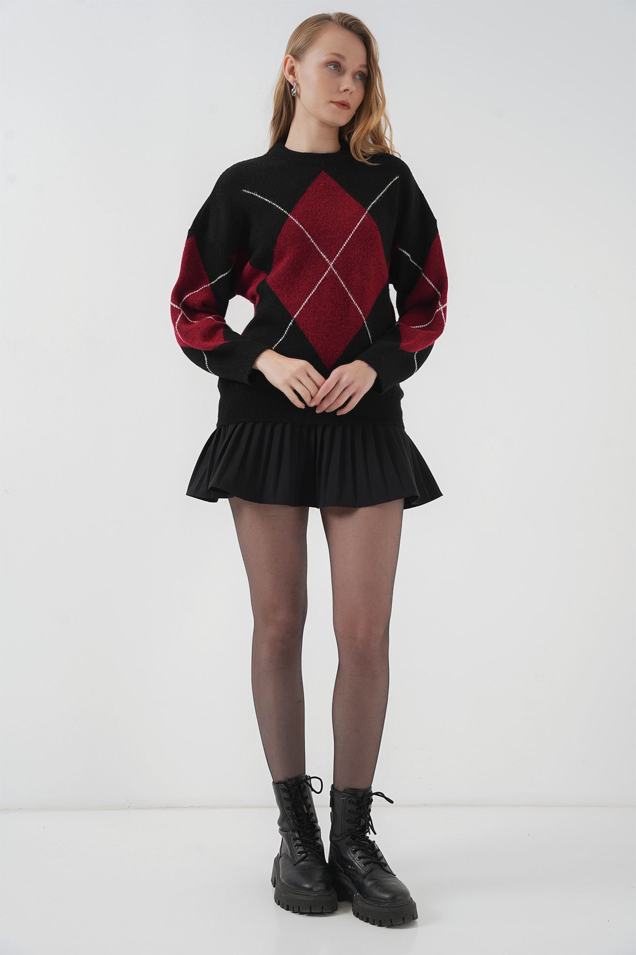 BDART Oversized Argyle Crew Neck Jumper 2