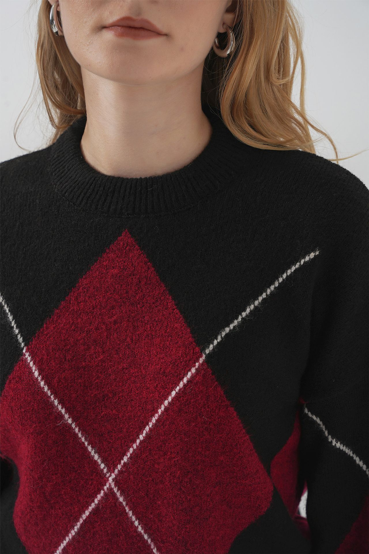 BDART Oversized Argyle Crew Neck Jumper 5