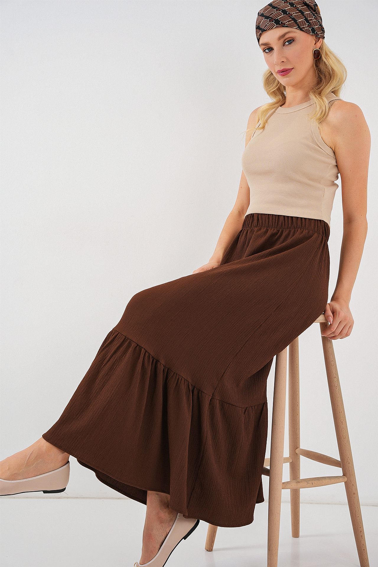 BDART Textured Maxi Knit Skirt with Elastic Waist 5