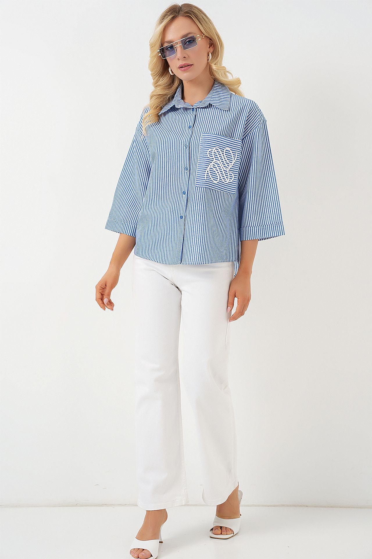 BDART Striped Poplin Shirt with Embroidery 2