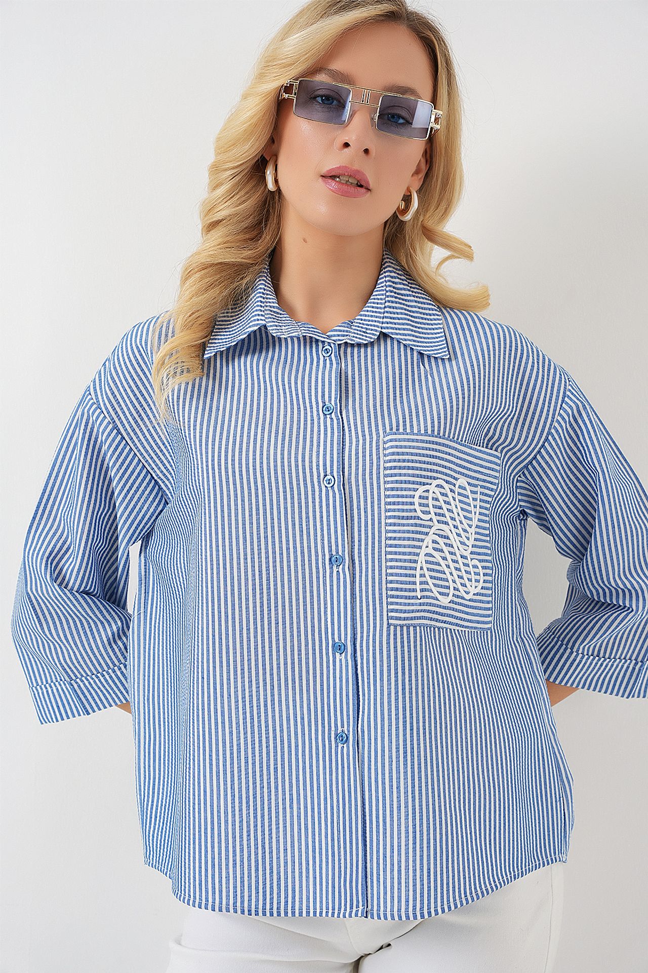 BDART Striped Poplin Shirt with Embroidery 3