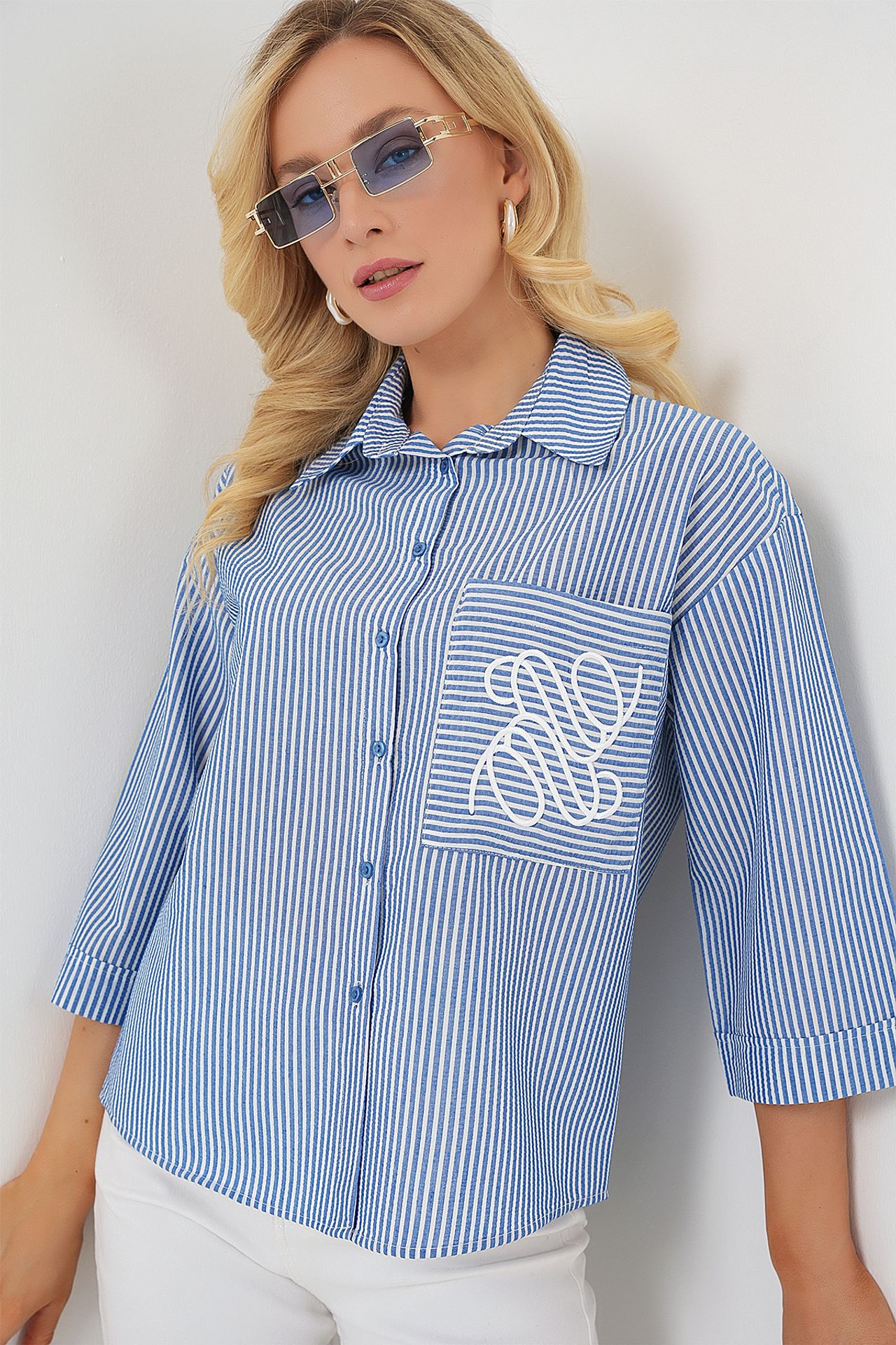 BDART Striped Poplin Shirt with Embroidery 4
