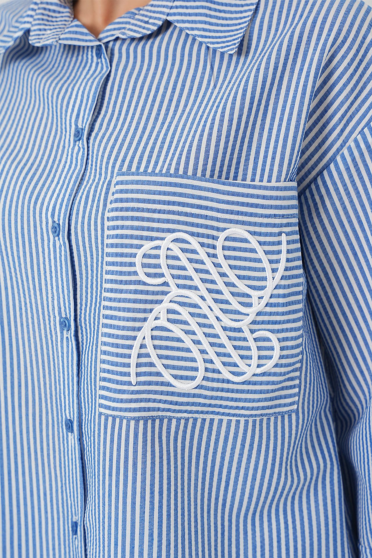 BDART Striped Poplin Shirt with Embroidery 5