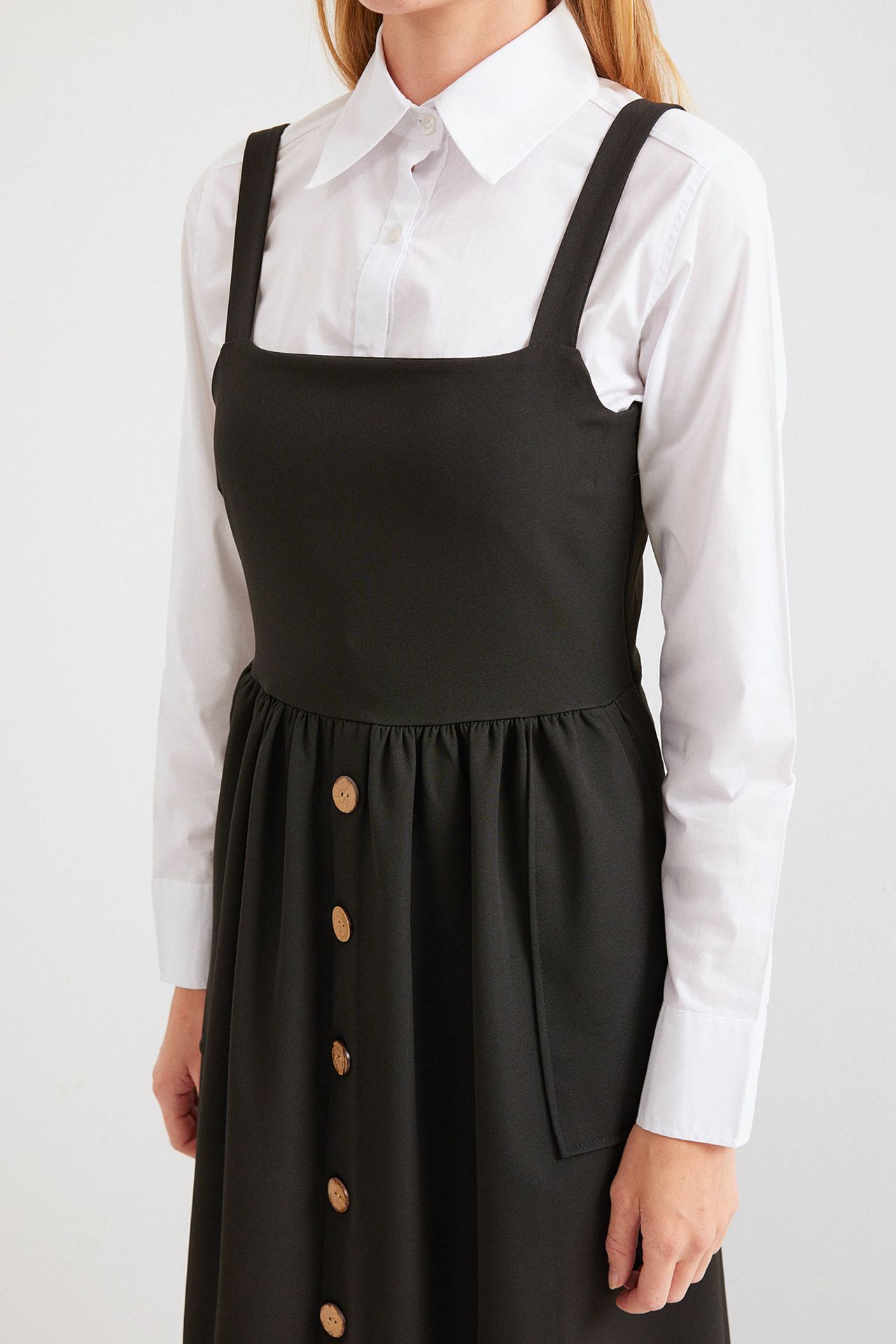 BDART Square Collar A-Form Maxi Dress with Button Closure 4
