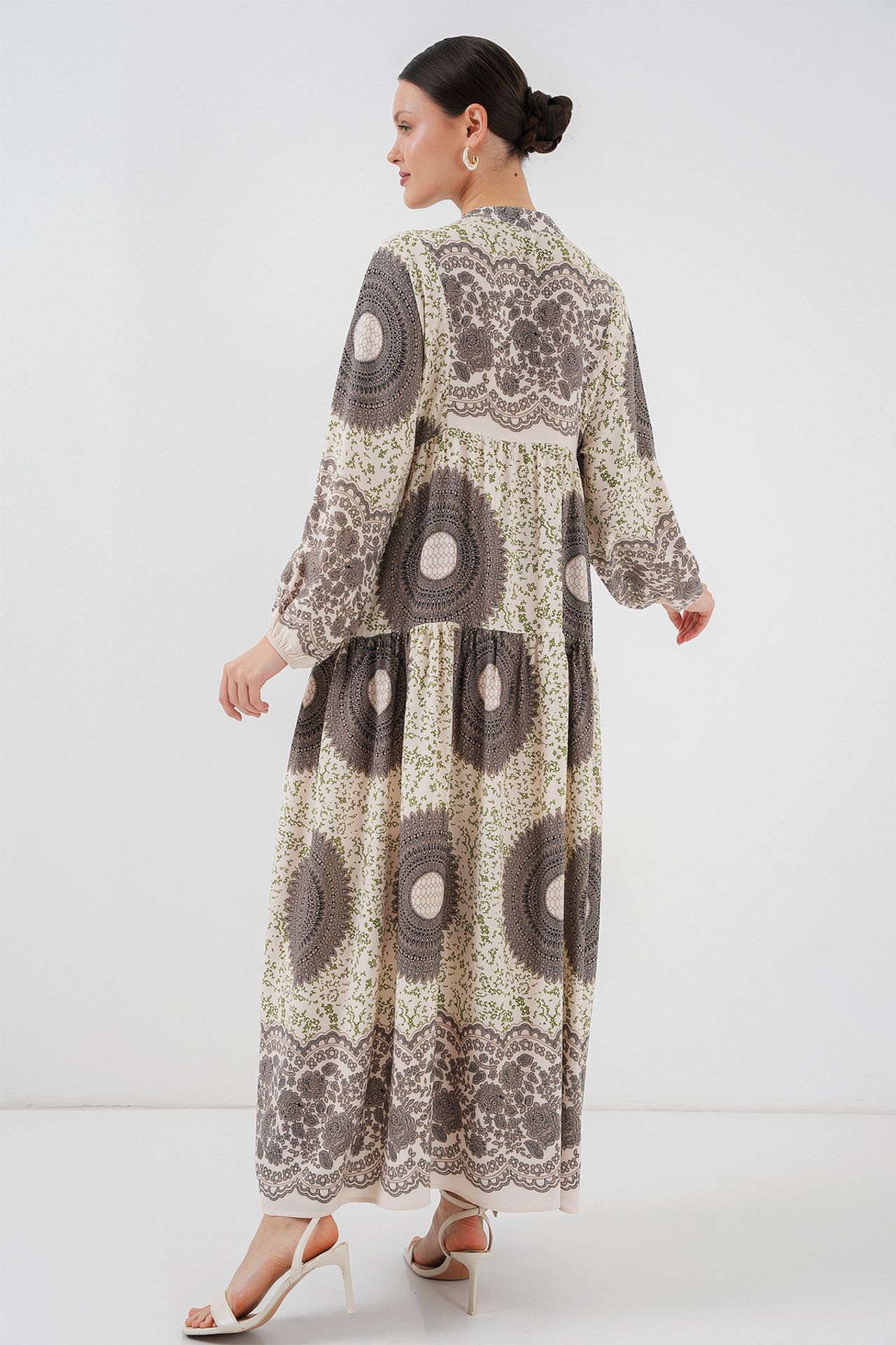BDART Printed V-Neck Maxi Dress with Button Closure 5
