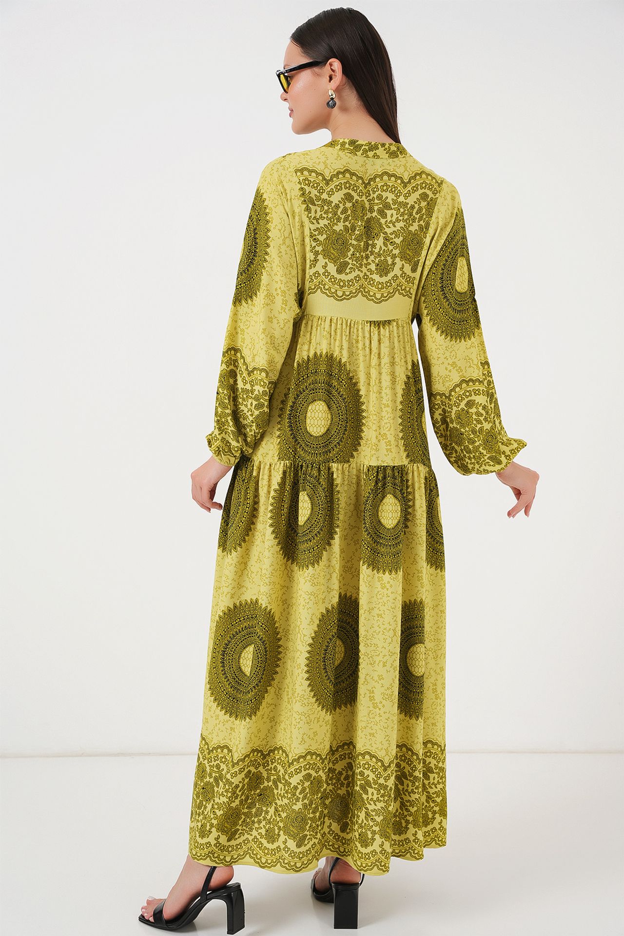 BDART Patterned V-Neck Maxi Dress with Button Closure 6