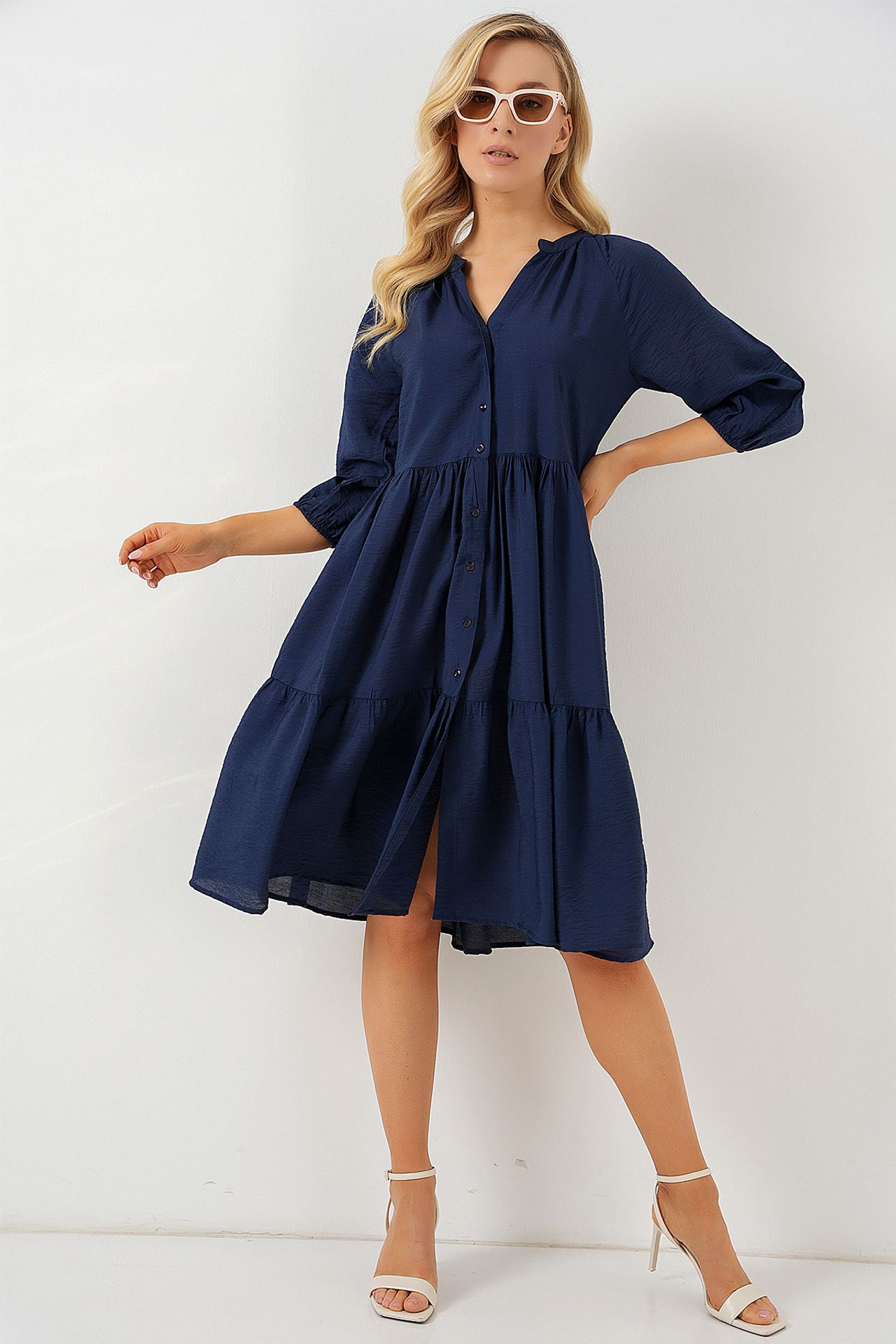 BDART Textured Midi Dress with Button Closure 3
