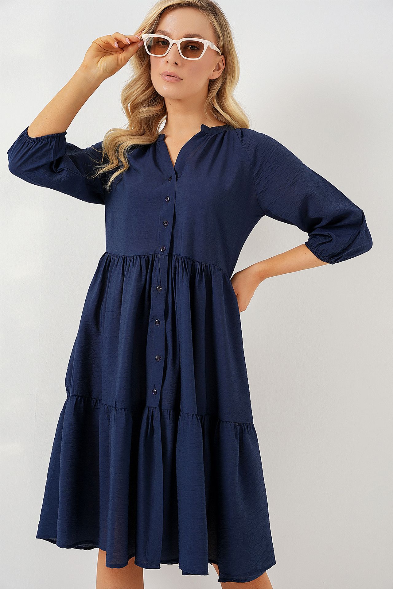 BDART Textured Midi Dress with Button Closure 4