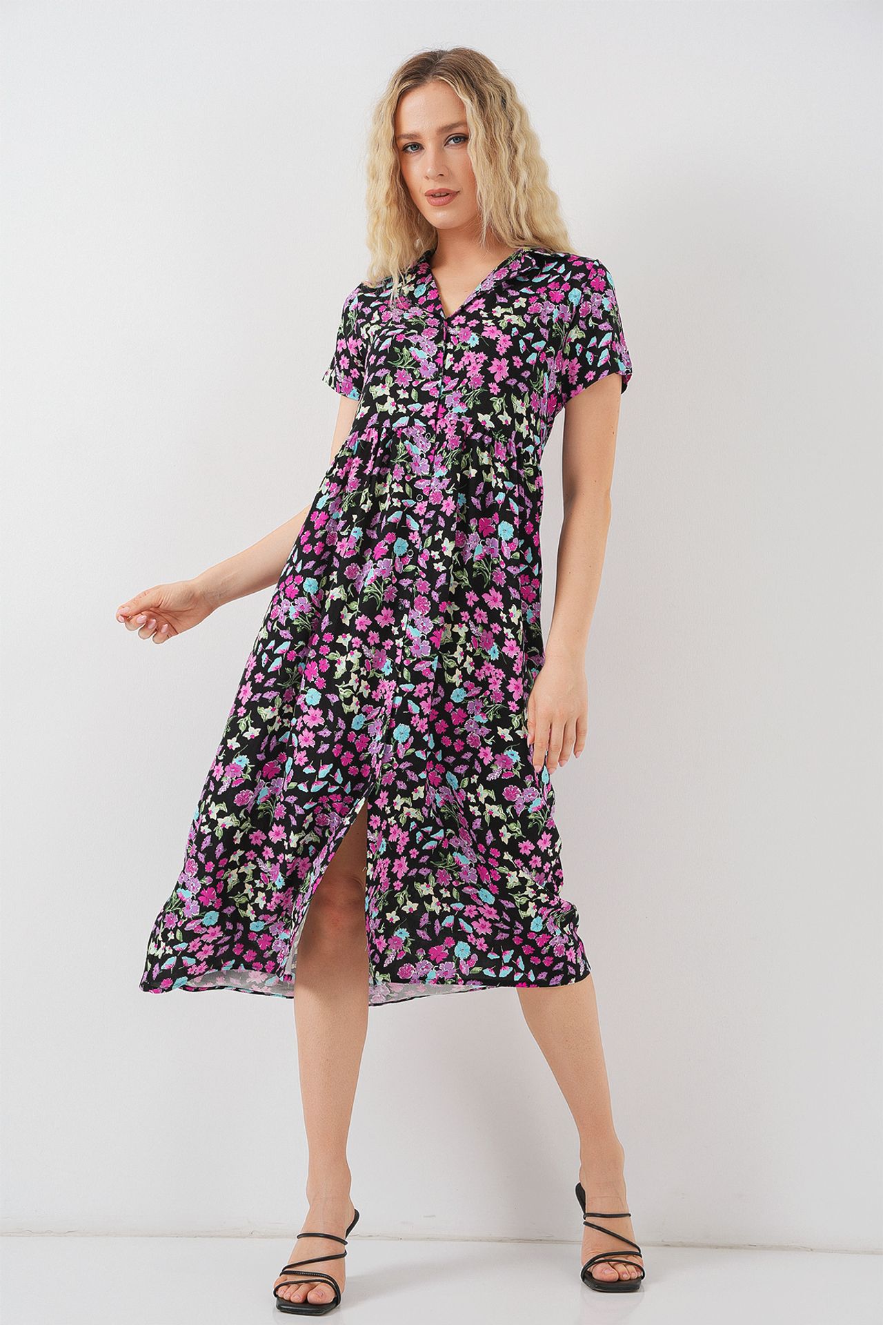 BDART Floral Midi Dress with Shirt Collar 2
