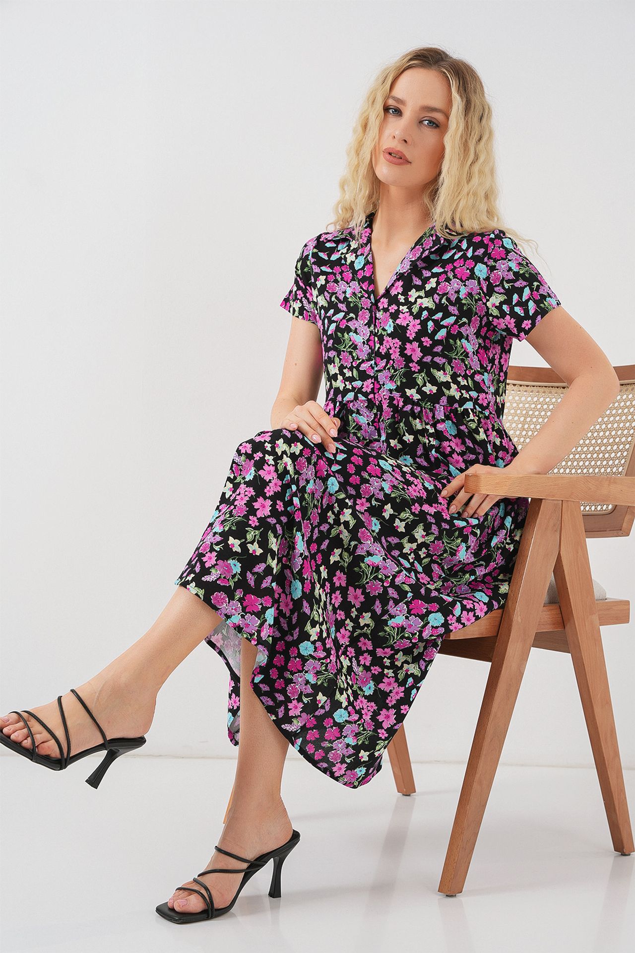 BDART Floral Midi Dress with Shirt Collar 3