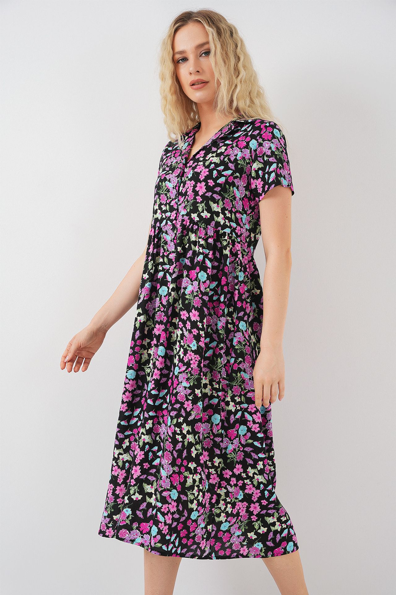 BDART Floral Midi Dress with Shirt Collar 4