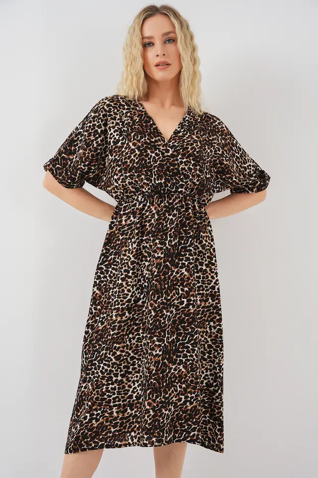 BDART V-neck Midi Dress with Drawstring