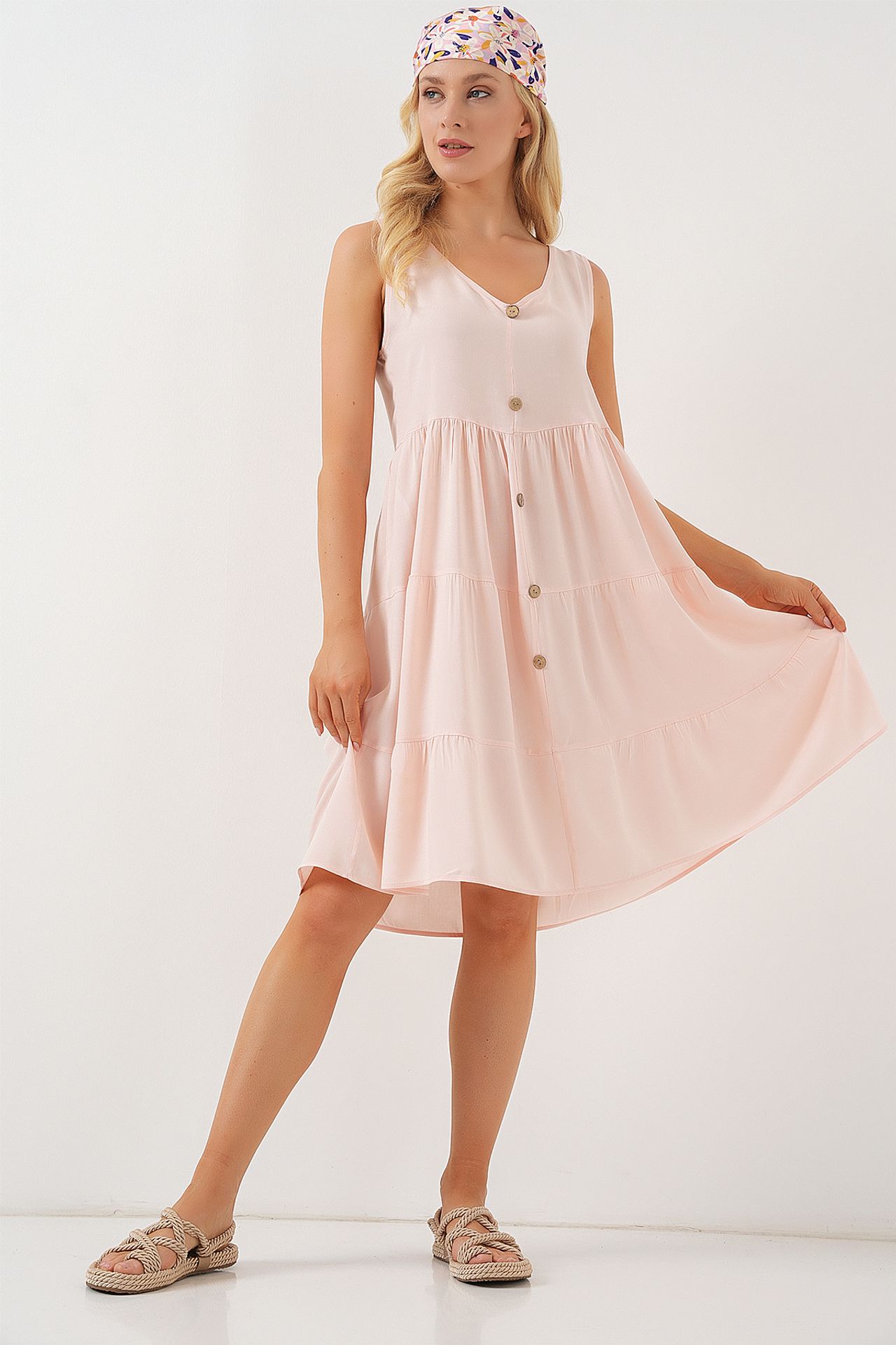 BDART V-Neck Sleeveless Mini Dress with Button Detail 3