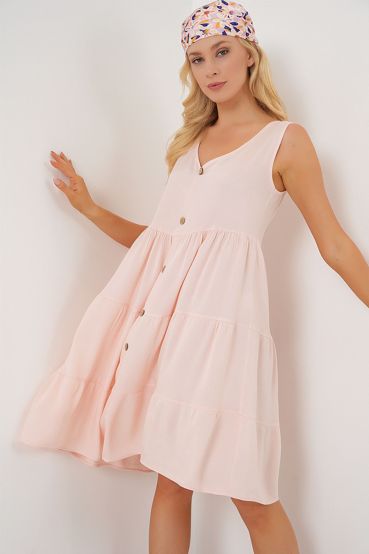 BDART V-Neck Sleeveless Mini Dress with Button Detail 4
