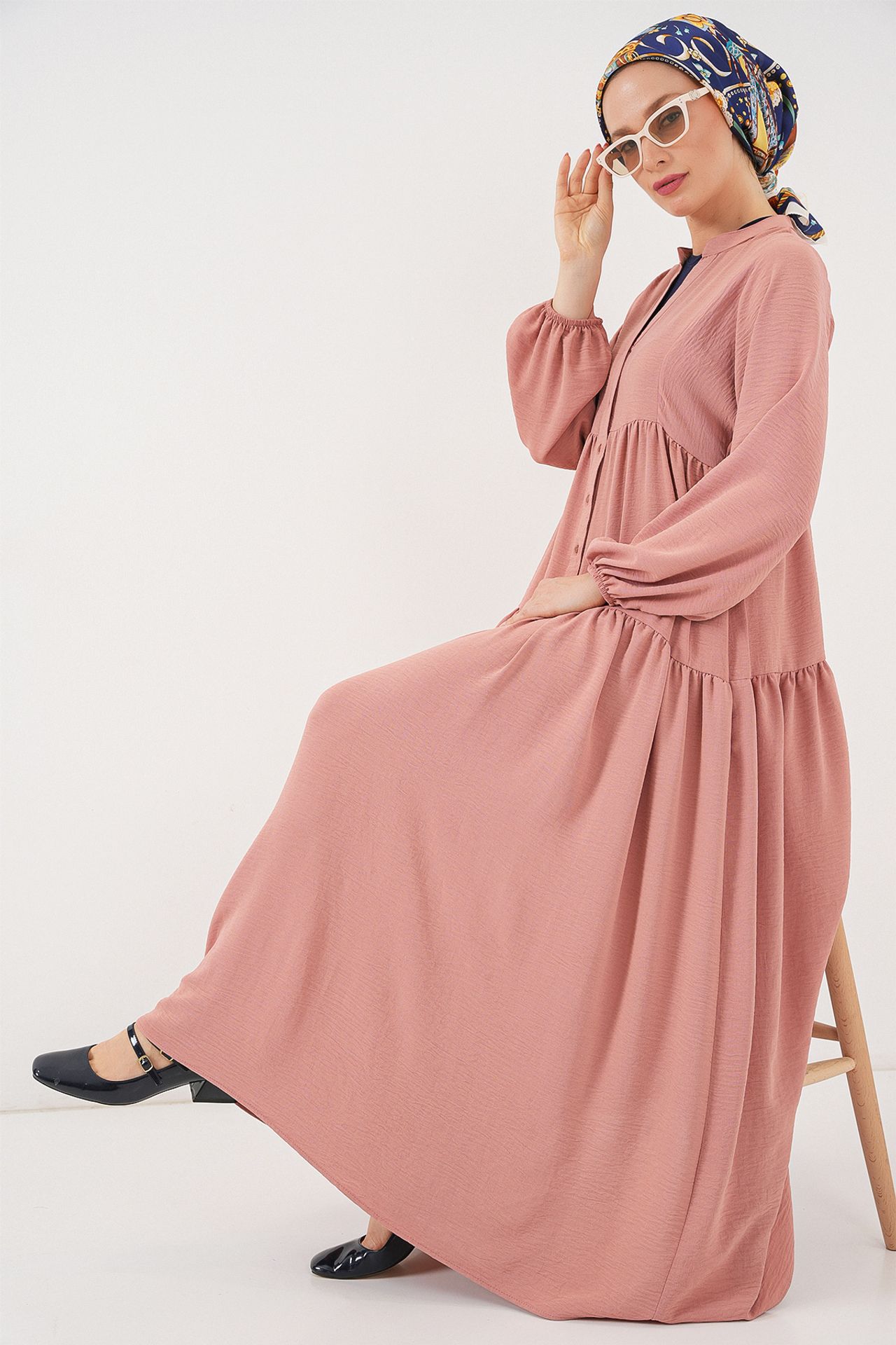 BDART V-Neck Button Closure Relaxed Fit Maxi Dress 2