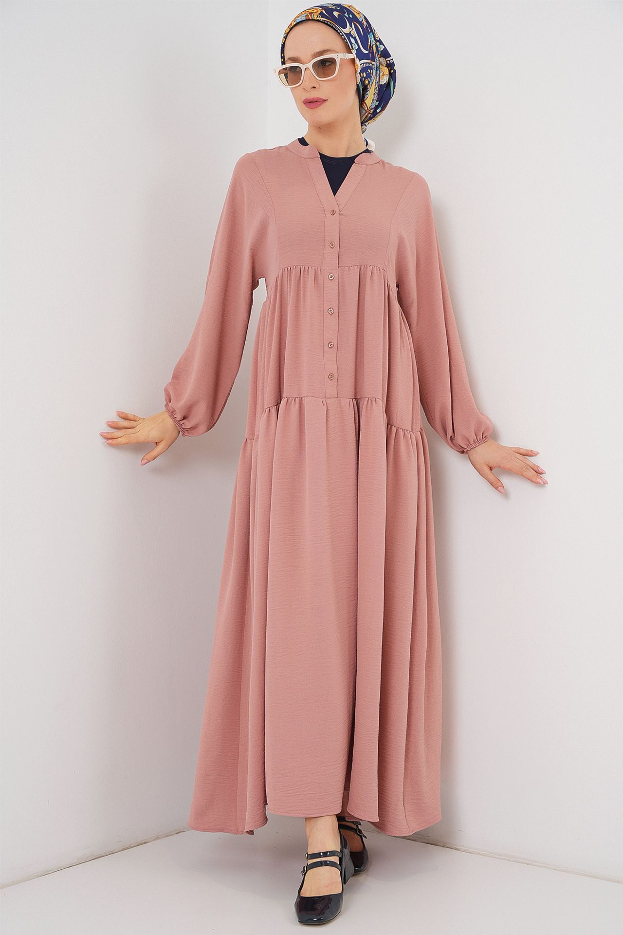 BDART V-Neck Button Closure Relaxed Fit Maxi Dress 3
