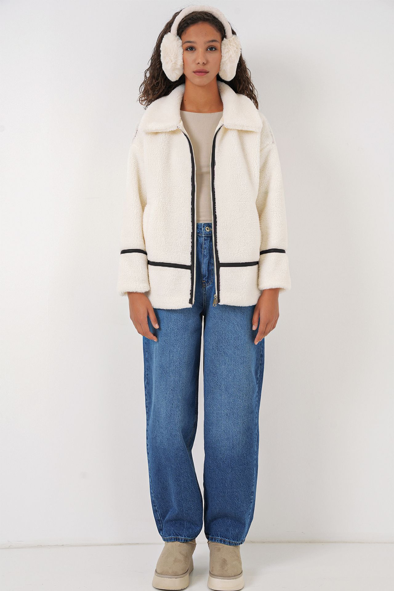 BDART Plush Shawl Collar Faux-Fur Coat 2