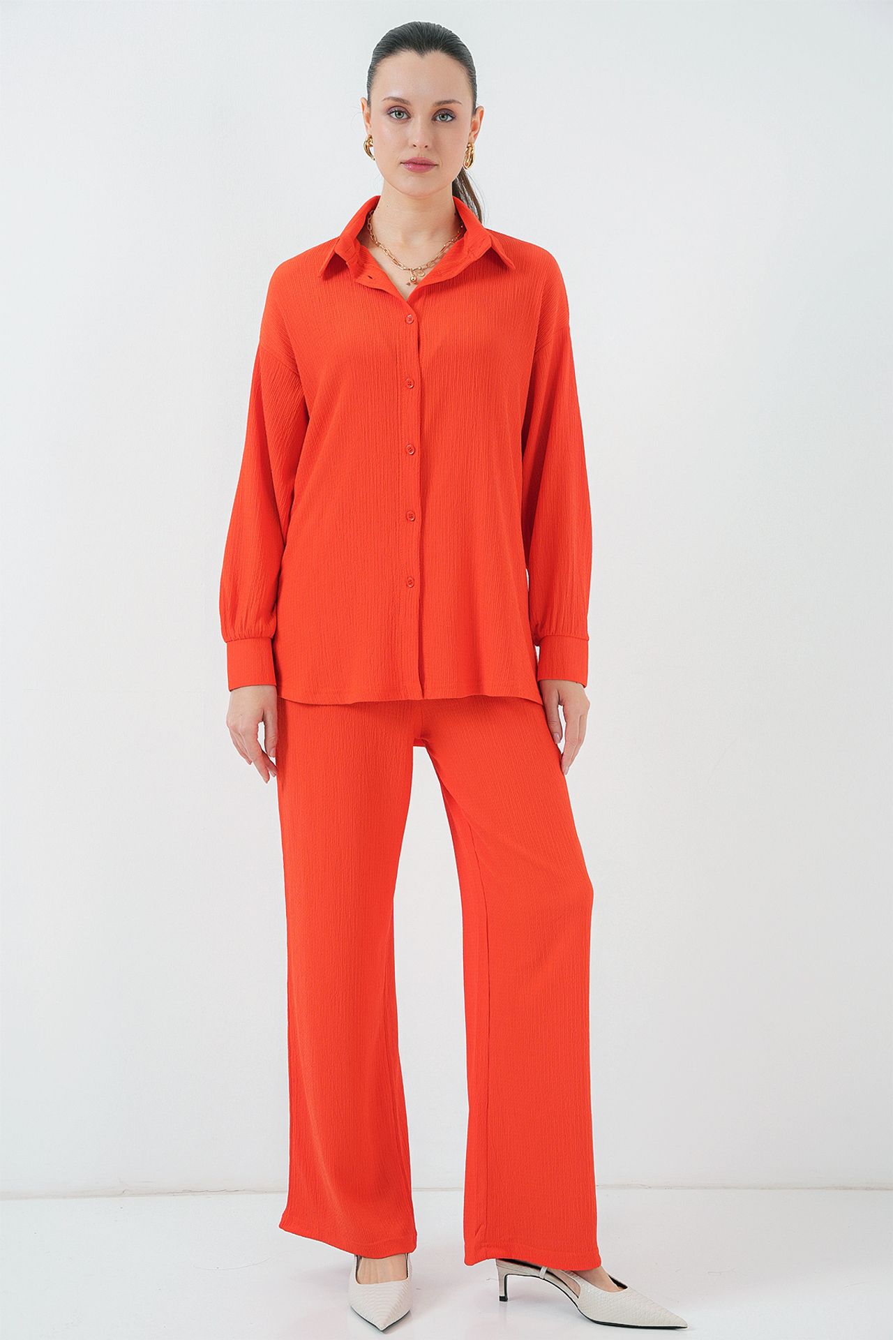 BDART Textured Long Sleeve Knit Shirt & Pants Knitted Co-ord Set