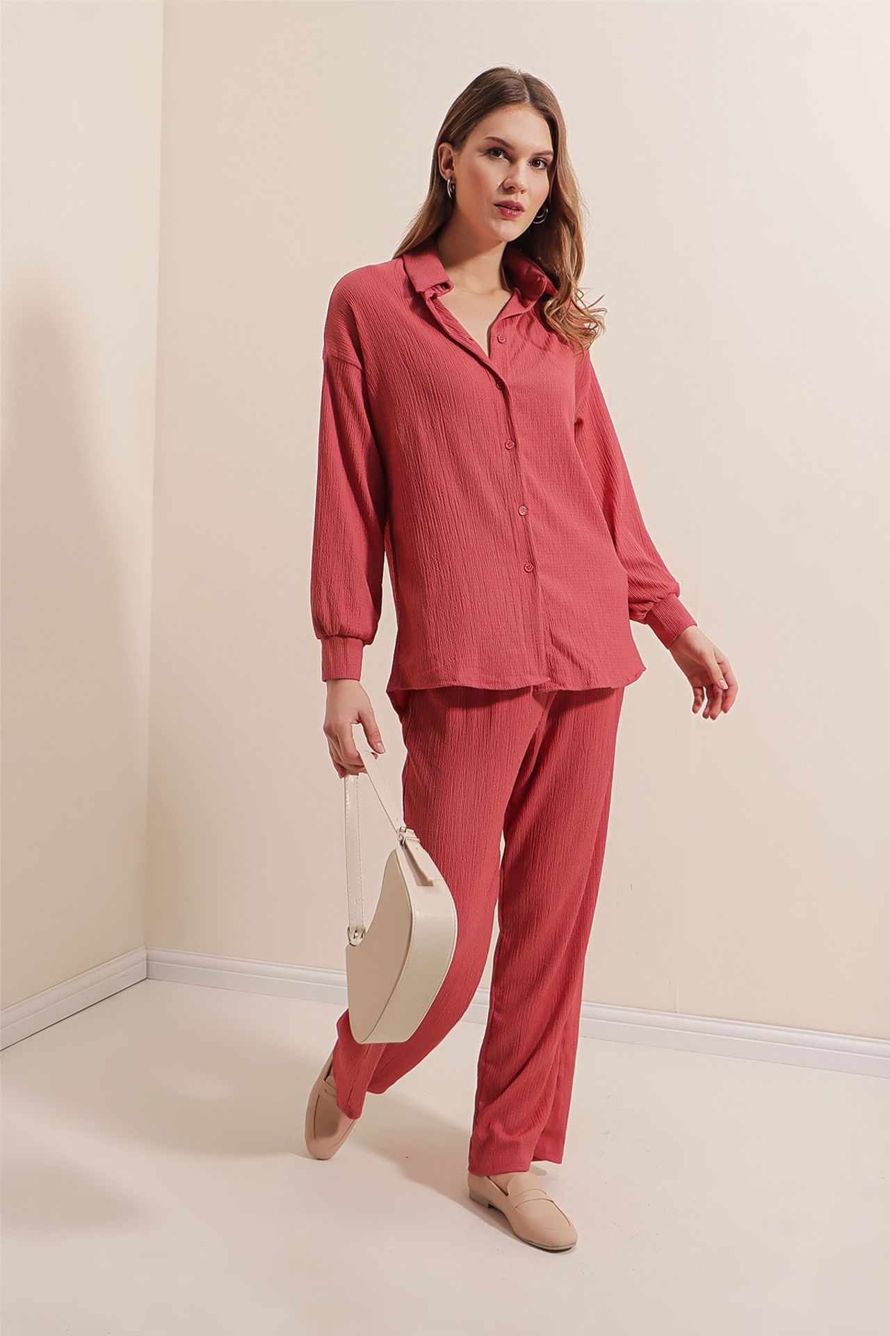 BDART Textured Long Sleeve Knit Shirt & Pants Knitted Co-ord Set