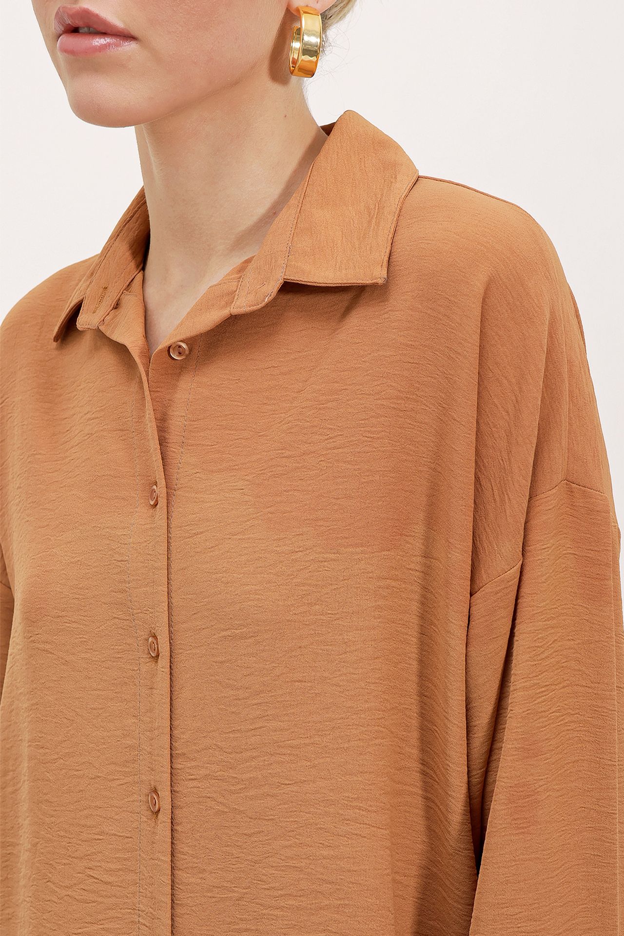 BDART Oversized Textured Seersucker Two-Piece Set with Shirt Collar 7