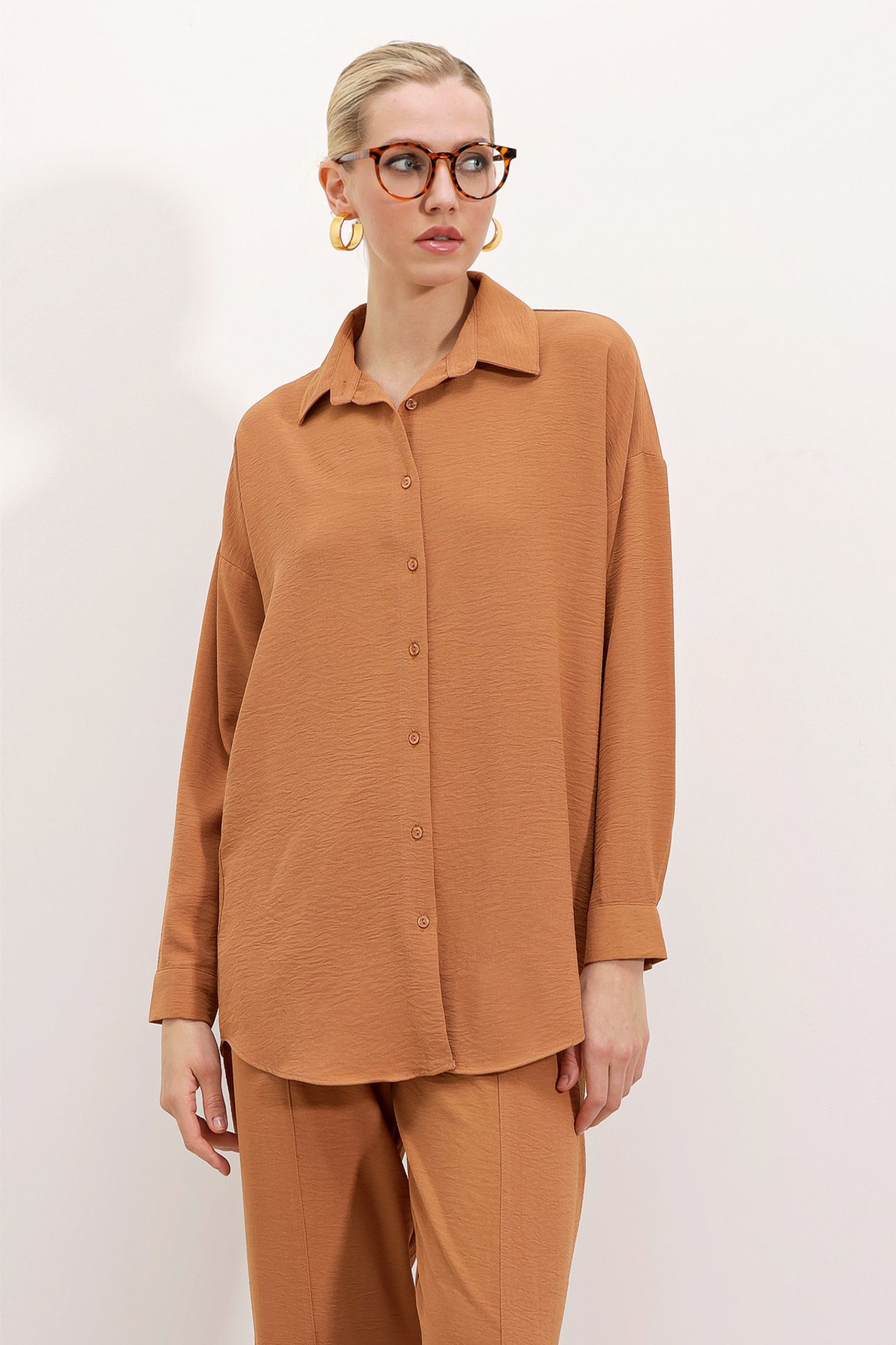 BDART Oversized Textured Seersucker Two-Piece Set with Shirt Collar 4