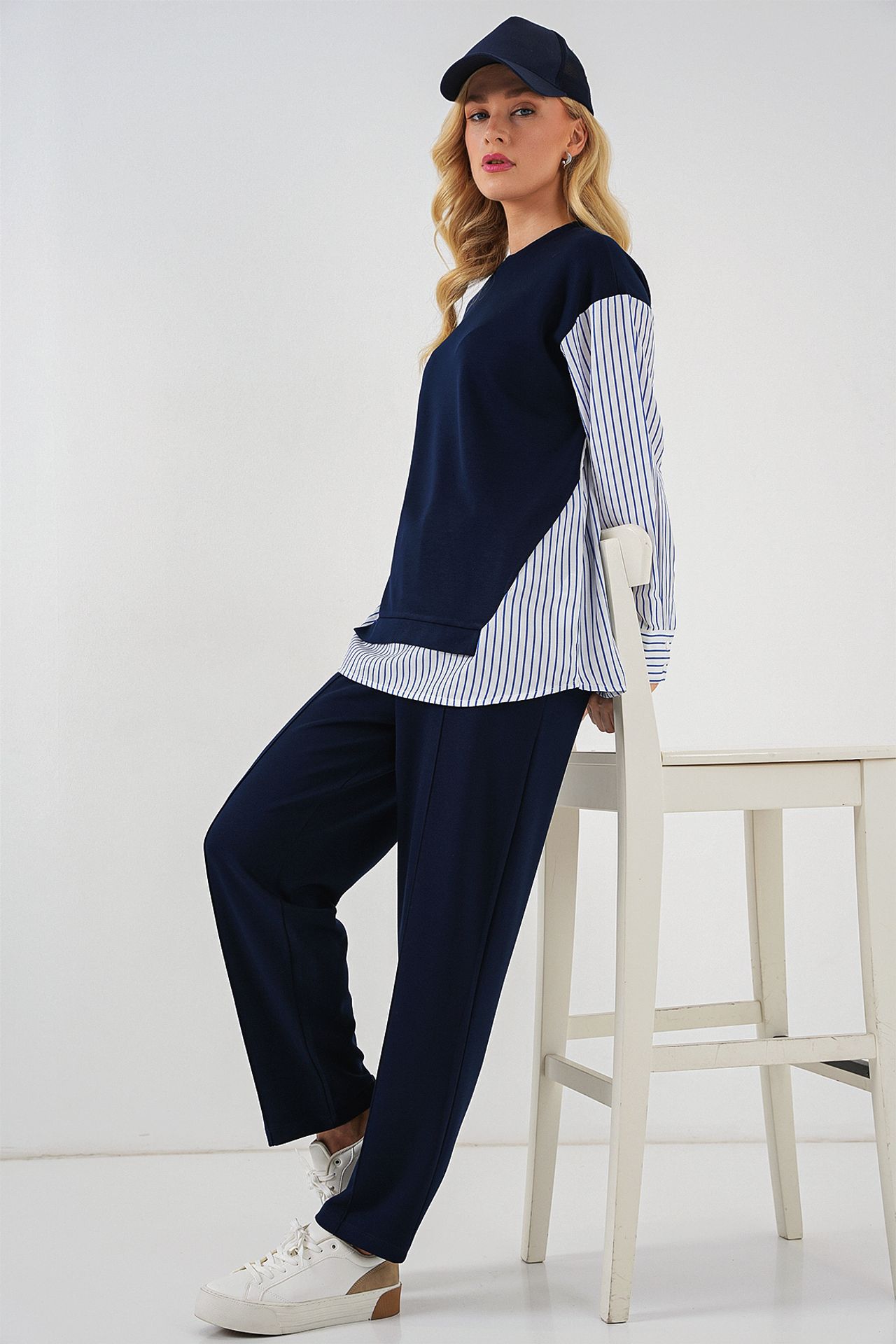 BDART Striped Long Crew Neck Two-Piece Coord Set 5