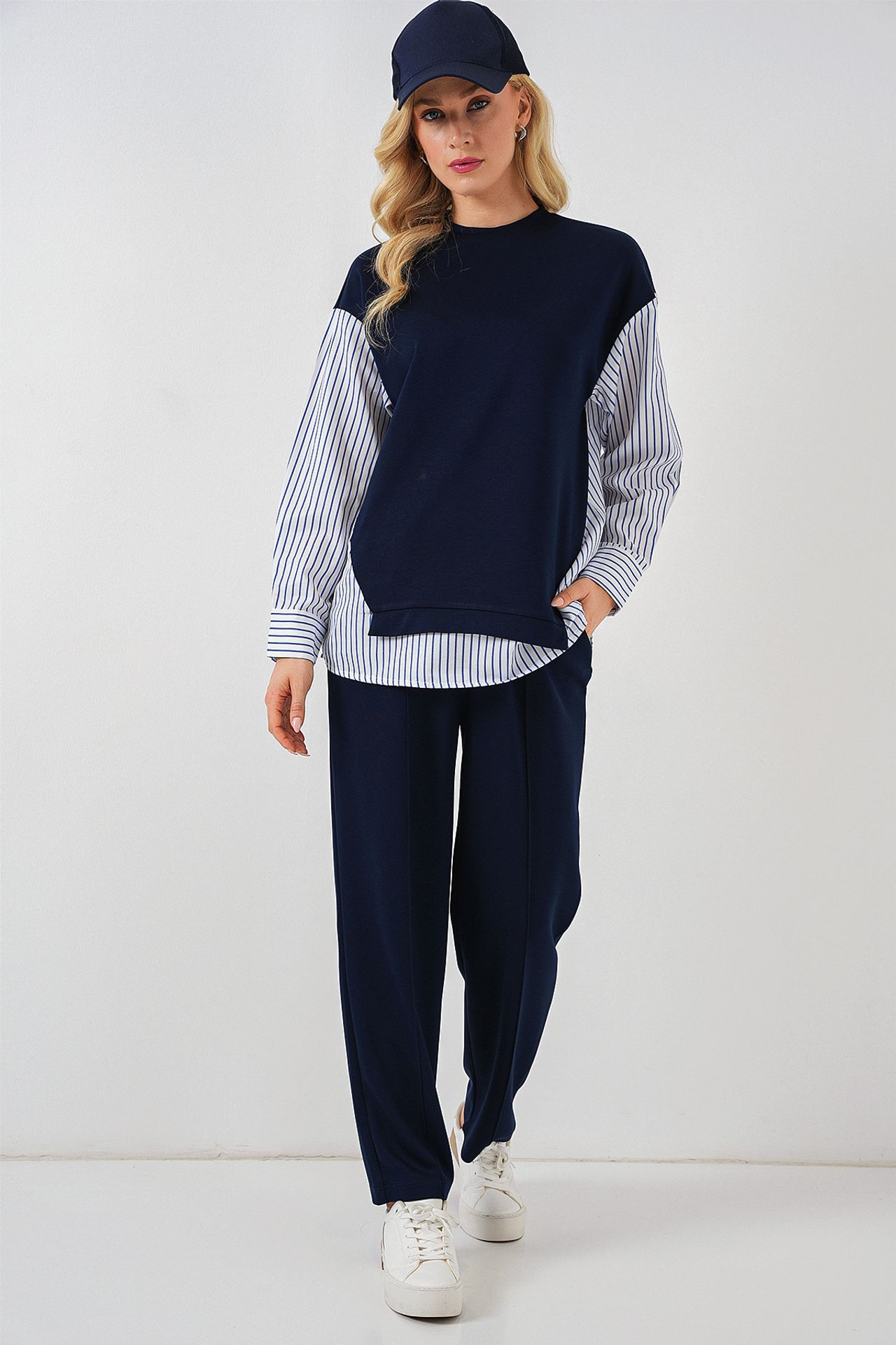 BDART Striped Long Crew Neck Two-Piece Coord Set 3