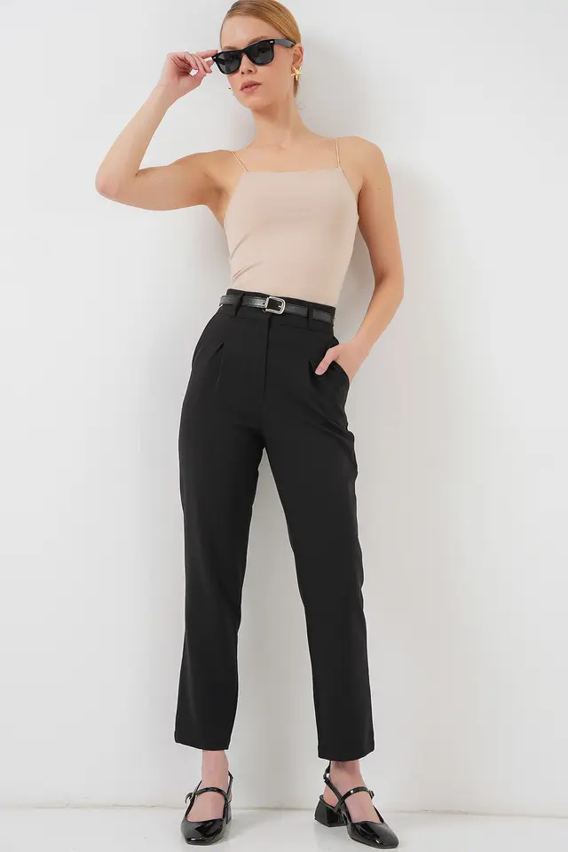 BDART Regular Fit Straight Leg Pants with Zipper Closure