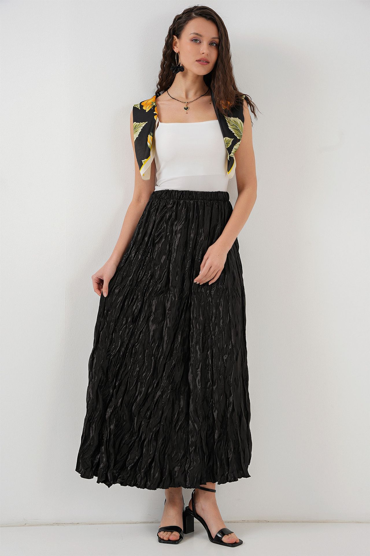 BDART Textured Maxi Skirt with Elastic Waist