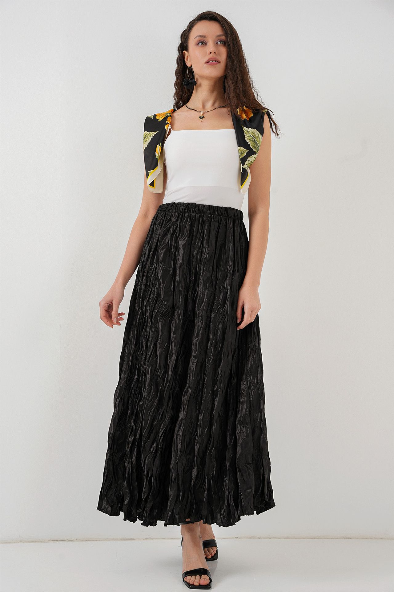 BDART Textured Maxi Skirt with Elastic Waist