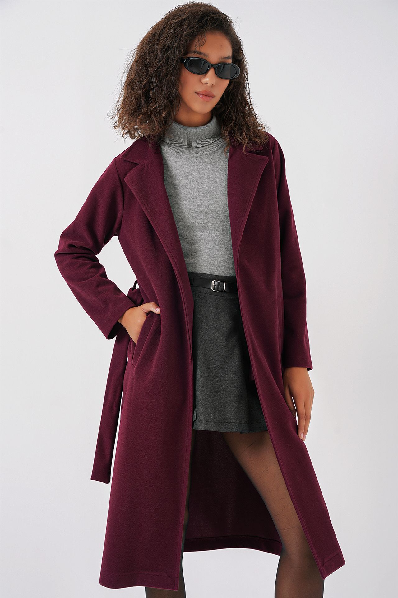 BDART Double Breasted Tie Closure Textured Coat 3