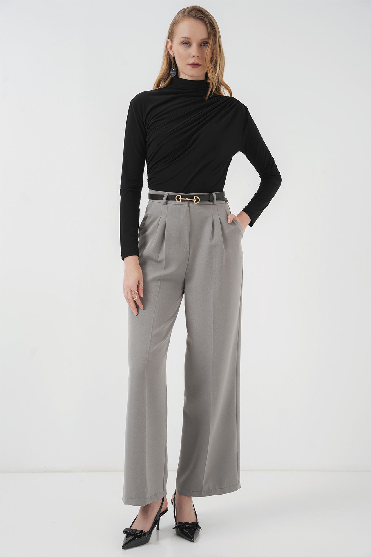 BDART Fitted Turtleneck Blouse with Drape Detail 2