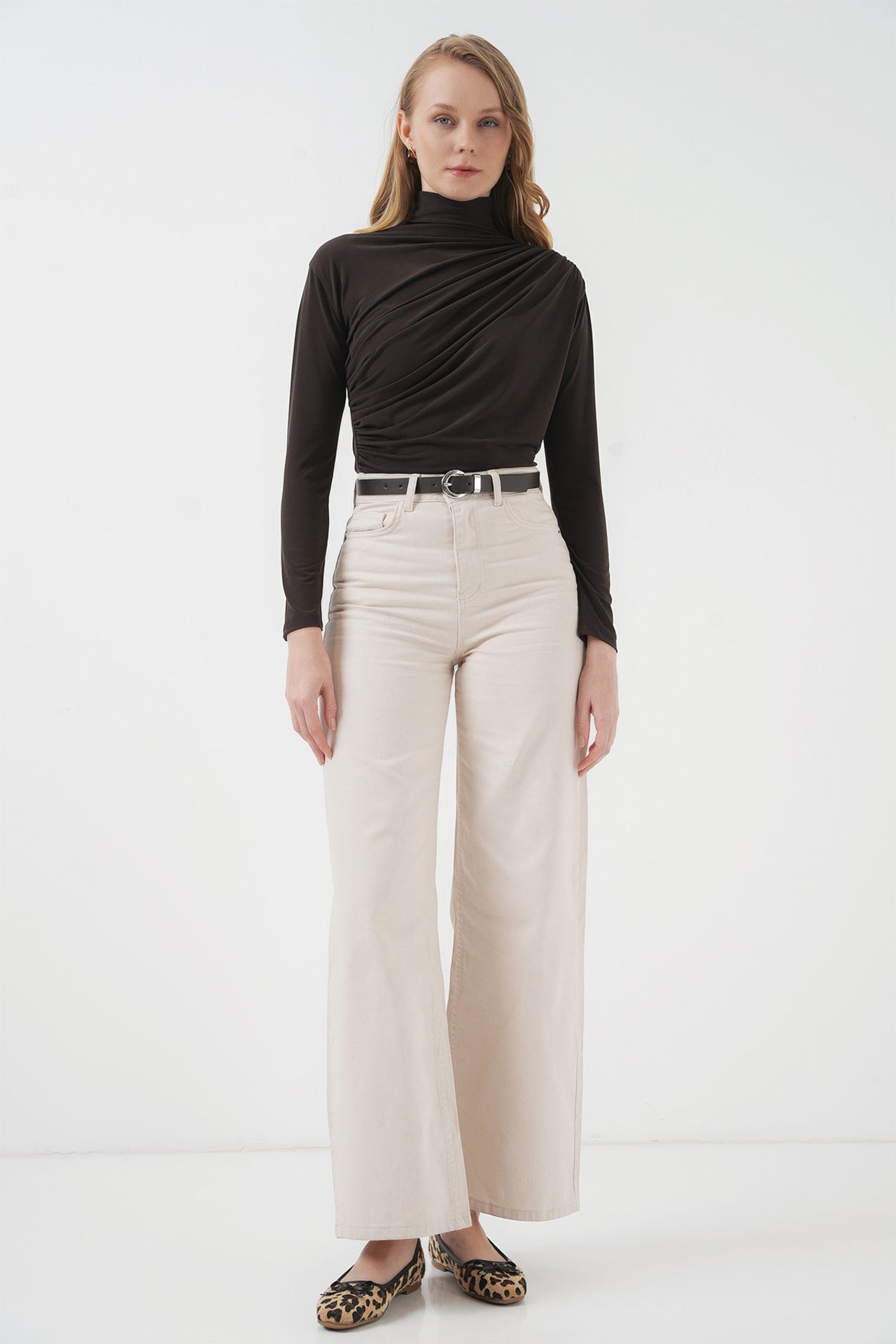 BDART Fitted Turtleneck Blouse with Drape Detail 2