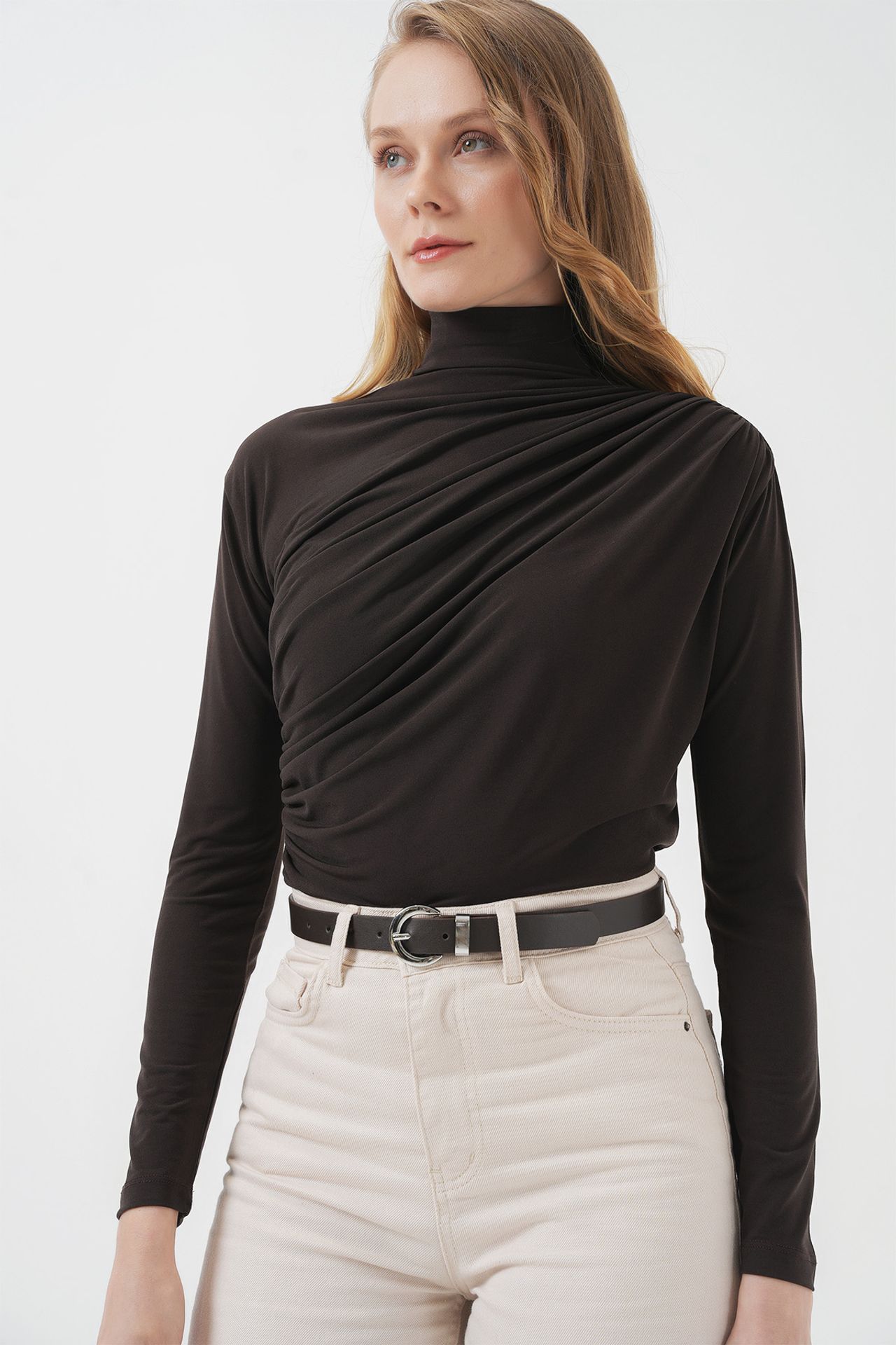BDART Fitted Turtleneck Blouse with Drape Detail 4