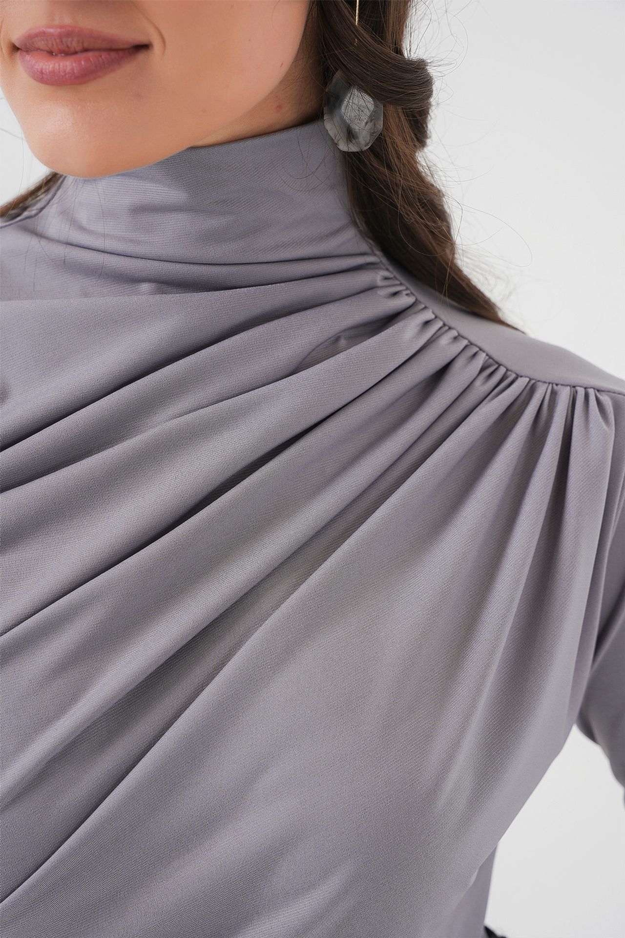BDART Fitted Turtleneck Blouse with Drape Detail 5