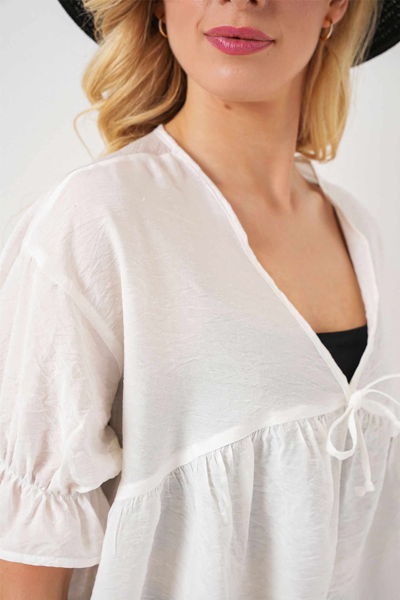 BDART Textured V-Neck Blouse with Bow 5