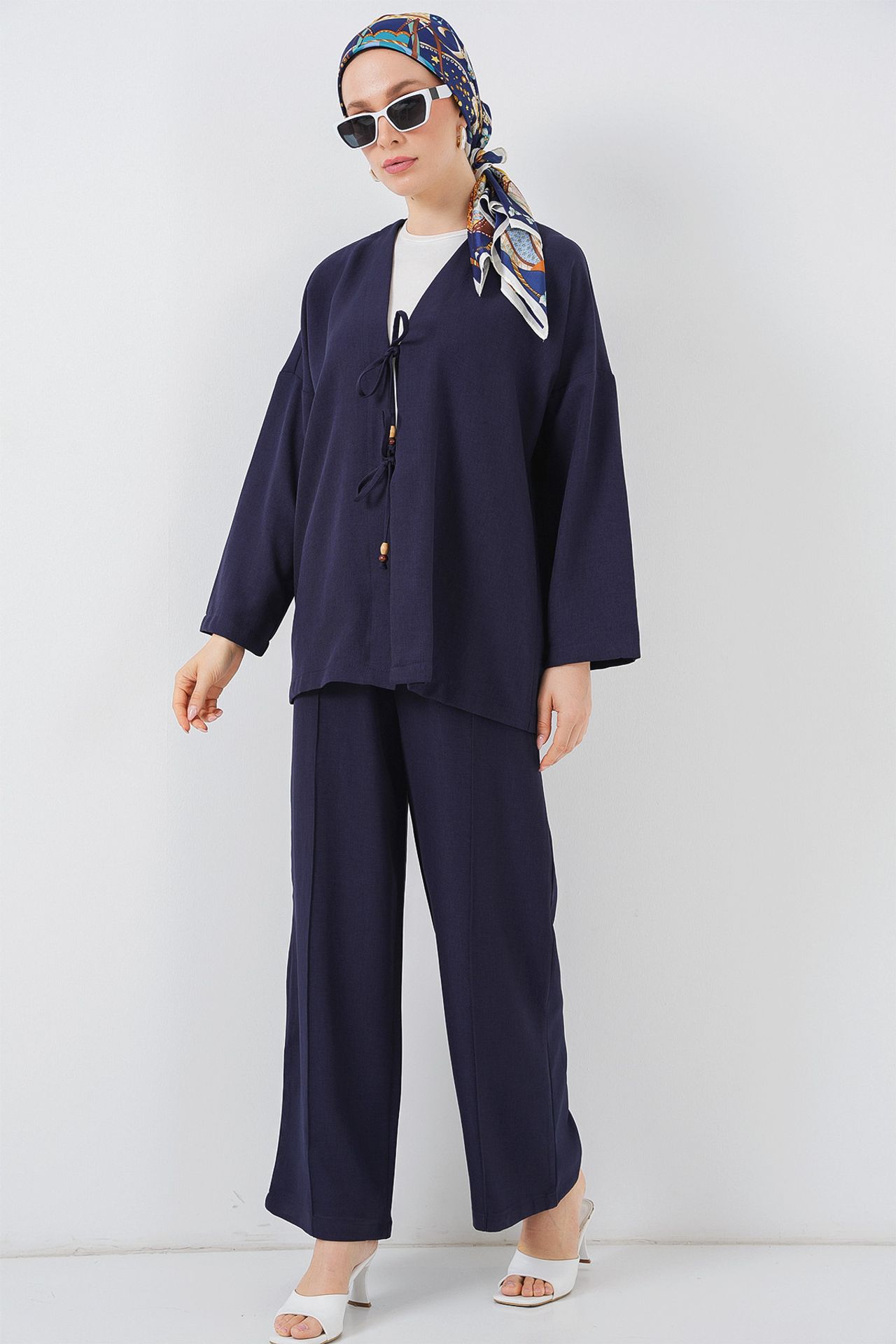BDART V-Neck Cardigan and Wide Leg Pants Set 1