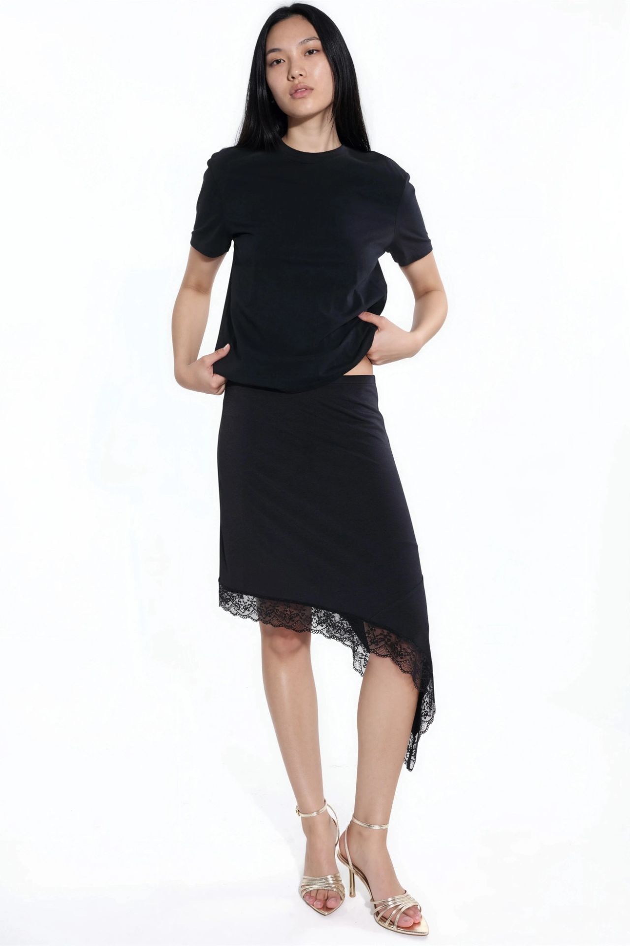 Asymmetric Lace-Trimmed Skirt 3
