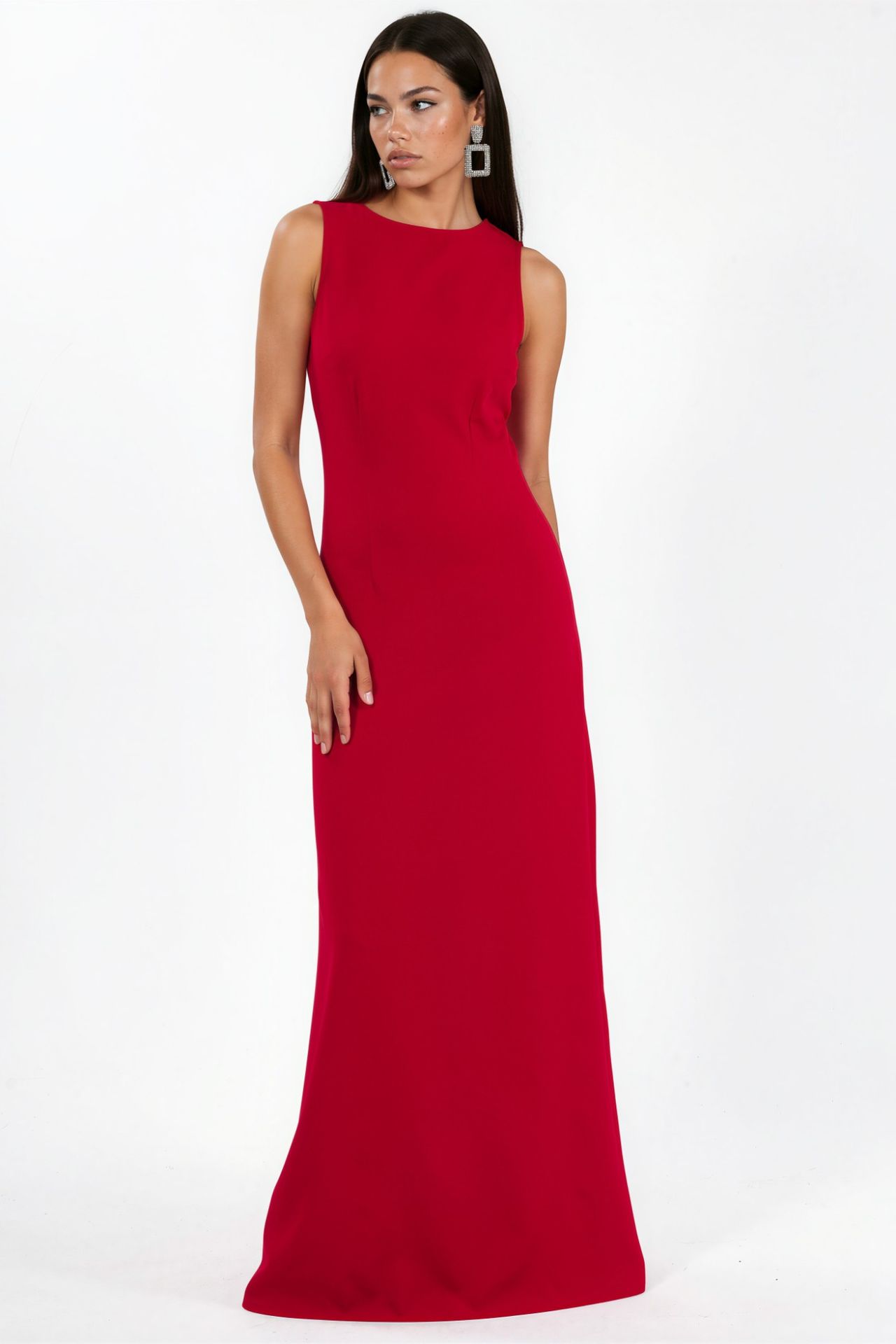 Crew Neck Maxi Dress with Cape Accessory 3